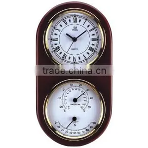 Pearl Wooden Wall Clock PW974 With Weather Station And Theromometer/Hygrometer thumbnail-3