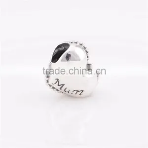 Best Mothers Day Gifts Engraved Alphabet Letter Mum 925 Sterling Silver Charms Fit Euoropean DIY Bracelet thumbnail-2