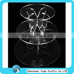 Hot Sale 3 Tiers Wedding Cake Stand Clear Acrylic Unique Butterfly Cupcake Stand for Sale thumbnail-1