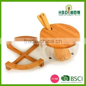 Large Glass Salad Bowls With Bamboo Lid thumbnail-5