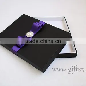 Handmade Black Wedding Invitation Packaging Boxes thumbnail-5