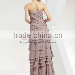 Elegant Ruffle Chiffon Long Chiffon Gown Manufacturers in China thumbnail-3