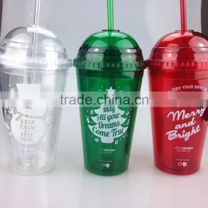 New Design Beautiful Cup Plastic Cup With Straw Drink Mug thumbnail-1