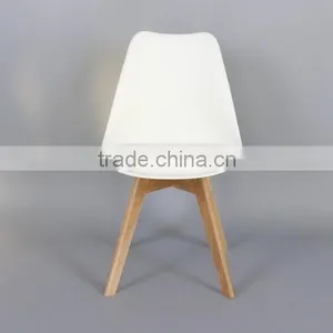 Modern Plastic Dining Chair With Wooden Legs/ Emes Chair thumbnail-3