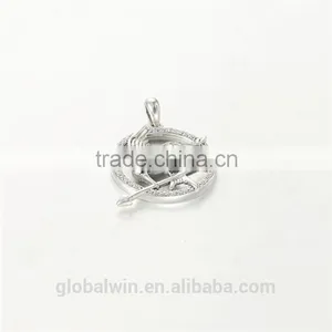 Hot Selling Solid Silver Bird Arrow Clear CZ Pendant For Gay Men Necklace thumbnail-2