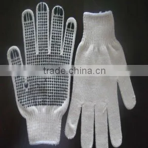 White Knitted Gloves With Yellow PVC Dotted Safety Gloves Working Gloves thumbnail-1