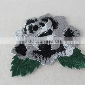 2016 New Patch Work Blouse Designs 6*7cm Red Rose and Gray Rose Flower Embroidery Patches Tim for Clothing thumbnail-3