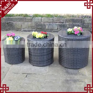 Greening Decoration Round Resin Rattan Planter Box Outdoor Flower Pots Garden thumbnail-2