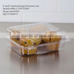 Square Clear Hinged Clamshell Type Plastic StayLock Medium Food Container for Salad, Muffins, Cake, Pastry and Fruit Packaging thumbnail-1