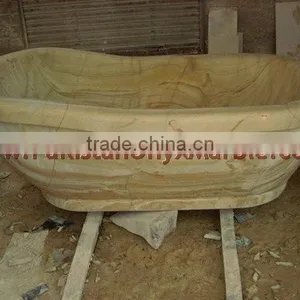 Solid Teakwood Sadstone Bathtub in Teak Texture thumbnail-1