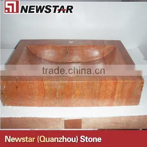 Red Travertine Square Vanity Sinks thumbnail-1