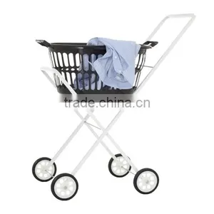 Rolling Laundry Cart Tubular Metal Frame Heavyweight White Bag Wheels Home NEW thumbnail-1