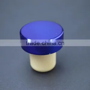 Blue Aluminum Cap With Synthestic Cork Wine Bottle Stopper thumbnail-6