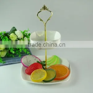 Hot Sales Elegant Design Classic Two Tier Ceramic Cake Serving White Plate thumbnail-1