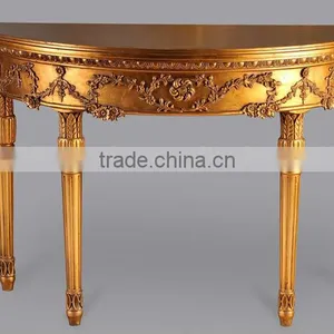 Antique Gold Reproduction Console Table With Mirror thumbnail-2