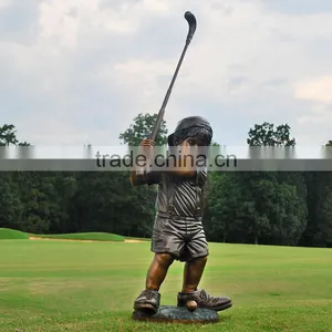 Outdoor Garden Copper Sculptures Metal Craft Child Sculpture de Golf thumbnail-1