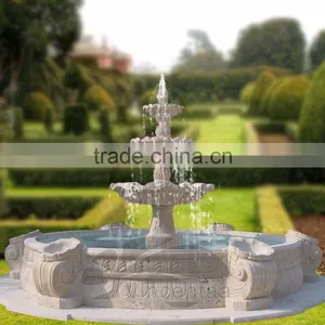 Outdoor Garden Decoration Popular Design White Large Marble Stone Fountain Water thumbnail-2