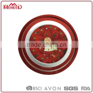 Full Printed Round Dishes Melamine Xmas Serving Cake Set thumbnail-1