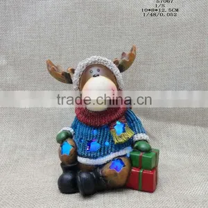 Christmas Indoor Home Decoration Resin Christmas Deer With Led Lights thumbnail-2