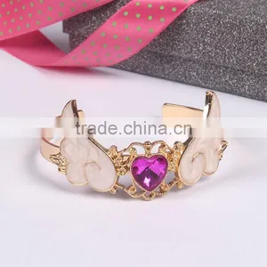 Crystal Heart Angel Wing Cuff Bangle Gold Angel Wing Cuff Bangle thumbnail-6