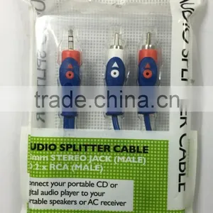 Audio Splitter Cable 3.5mm Stereo Jack(MALE) to 2x RCA(MALE) thumbnail-1