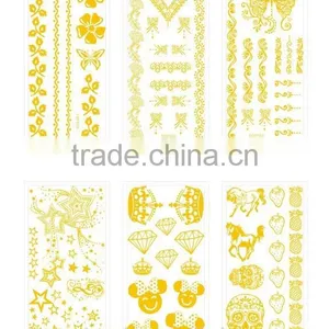 SCP001-006 Cheap Glitter Tattoo Paper Metallic Removal Temporary Many Designs of Faken Golden Tattoo Sticker thumbnail-1
