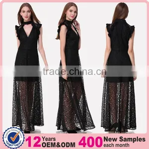 Domin Fashion Black Patterns for Lace Long Dress thumbnail-1