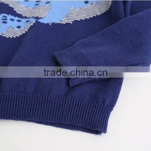 Hot Knitted Patchwork Whale Pattern Round Collar Children Sweater of High Quality thumbnail-5