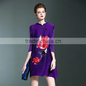 Fashion Woman Pleat Mandarin Collar Chinese Dresses thumbnail-1