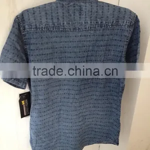MENS DENIM PRINTED SHORT SLEEVE SHIRT WITH ENZYME WASHED 21 thumbnail-2