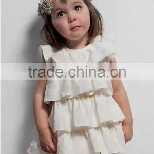 2017 New Designs Blouses Baby Girls Cotton Sleeveless Blouse Ruffle Design Cut Blouse For Chiffon thumbnail-1