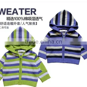 Full Zip Long Sleeve Striped Baby Hooded Cardigan thumbnail-1