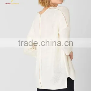 Fashion Knitwear V Neck Merino Wool Casual Sweater for Women thumbnail-2