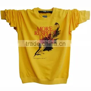 Yellow Printing Cotton Lone Sleeve T-shirt for Ladies thumbnail-1
