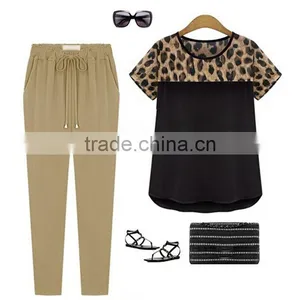 Classic Black and White Summer Women Chiffon Leopard Stitching Clothing Plus Size,chiffon Fabric,t Shirt Women Wear thumbnail-4