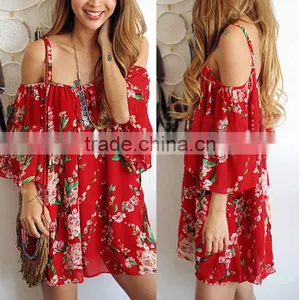Walson F20005A New Collection Floral Printing Dress for Women thumbnail-1