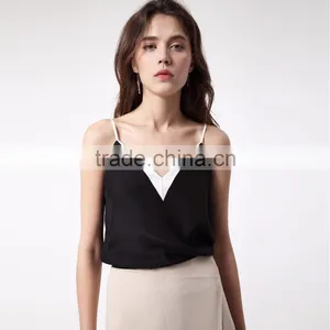 V Neck Fashion Casual Summer Woman Blouse Wholesale Tank Top thumbnail-1