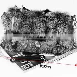 Fox Fur Dual-use Bags Handbags Fashion With Leather Trim thumbnail-6