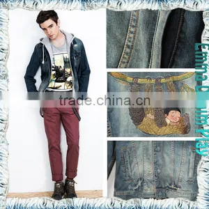 Spring & Fall Casual Wear Indigo Mens Hooded Short Denim Jackets Wholesale thumbnail-5