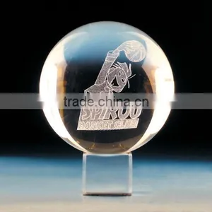 3D Laser Engraved Crystal Ball With Basket Club thumbnail-1