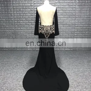 Sexy Deep V Neckline See Though Back Handwork Beading Lady Evening Dress Long Sleeve thumbnail-2