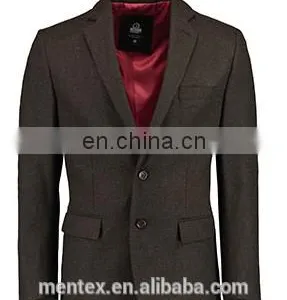 Men's Brown Woolen Slim Fit Casual Blazer 2016 AW thumbnail-1