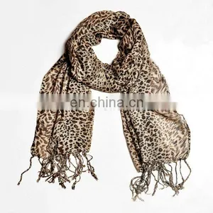 Ladies Leopard Print Pashmina Scarf thumbnail-1