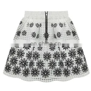Fashion Design High Waist Pleast Floral Women Mini Skirt Wiht Metal Zipper thumbnail-2