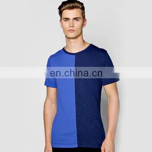 New Arrival Round Neck Contrast Color Half Panel Oversized Tshirt Wholesale thumbnail-1