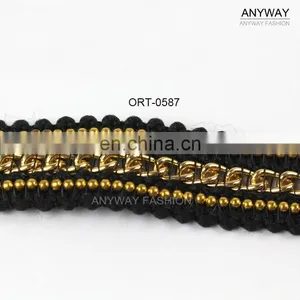 Beads Crochet Cotton Tapes With Golden Chains thumbnail-1