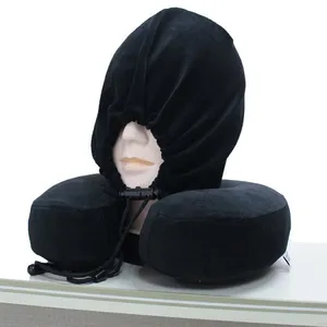 Free Sample Washable Airplane Eye Rest Neck Support Hoodie Travel Pillow Memory Foam thumbnail-1