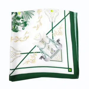 Custom Digital Satin Printed Hand Rolled Hem Silk Women Scarves 2019 thumbnail-4