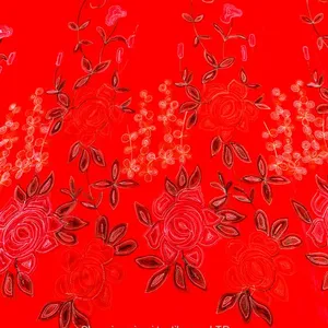 Korea Colourful Flat Embroidery Lace Fabric thumbnail-3