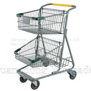 YLD-MT073-1F Two Basket Shopping Cart,Two Basket Shopping Cart Exporter,shopping Trolley thumbnail-1